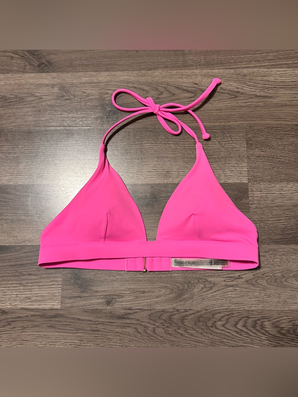 Victoria's Secret Essential Padded Triangle Halter Top Hot Pink Women’s Medium
